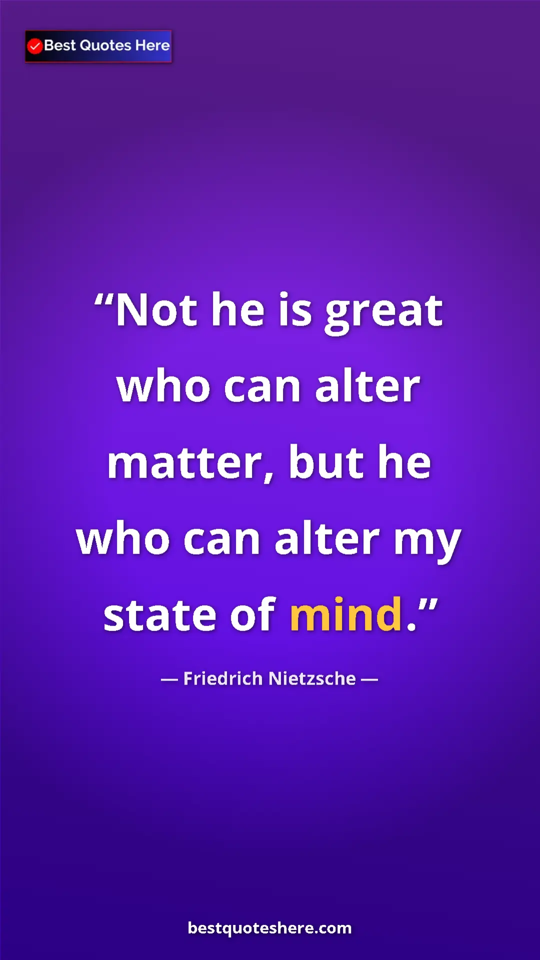 Pinterest quote poster by Friedrich Nietzsche: "Not he is great who can alter matter, but he who can alter..."