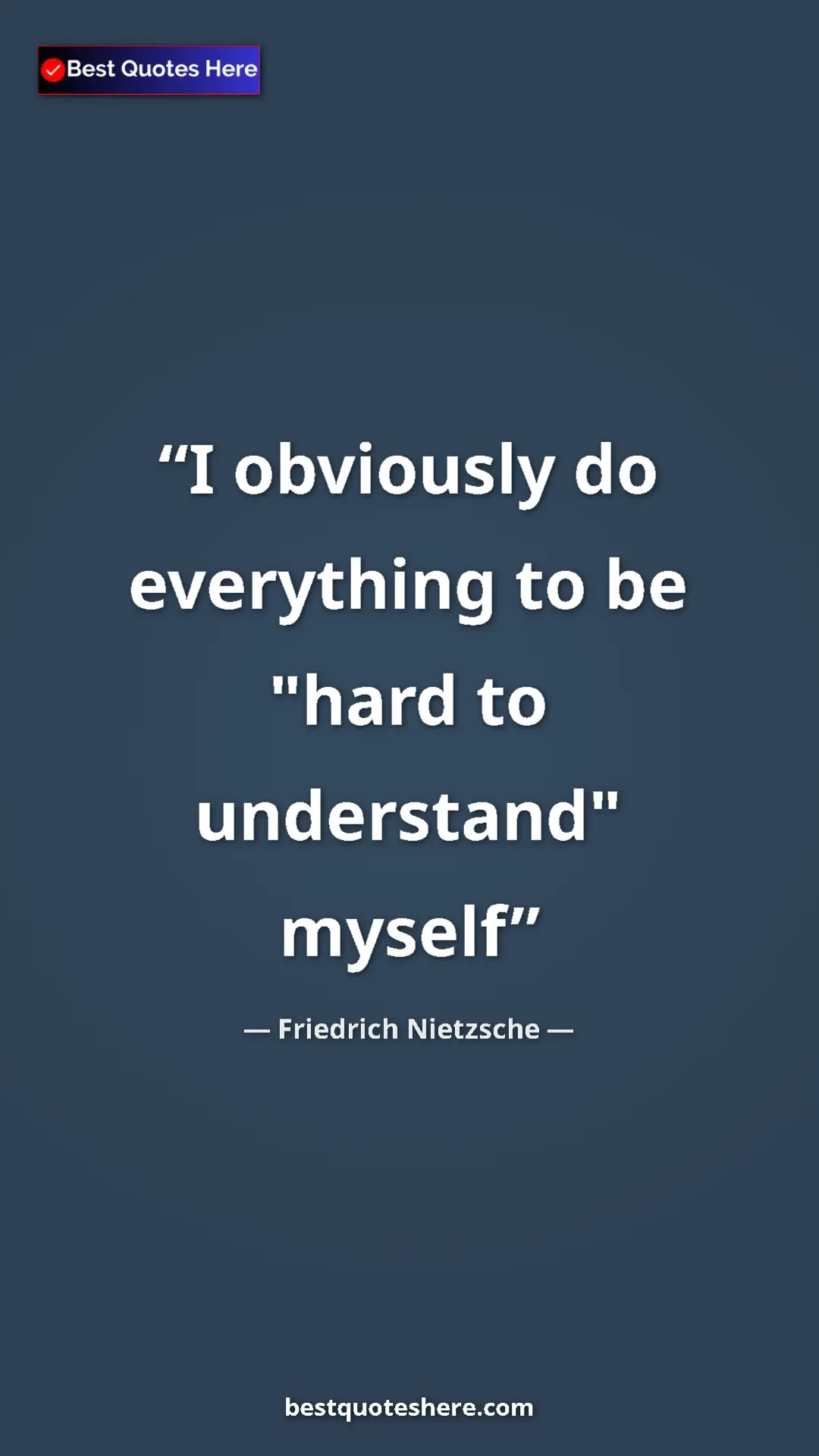 Pinterest quote poster by Friedrich Nietzsche: "I obviously do everything to be "hard to understand" myself"