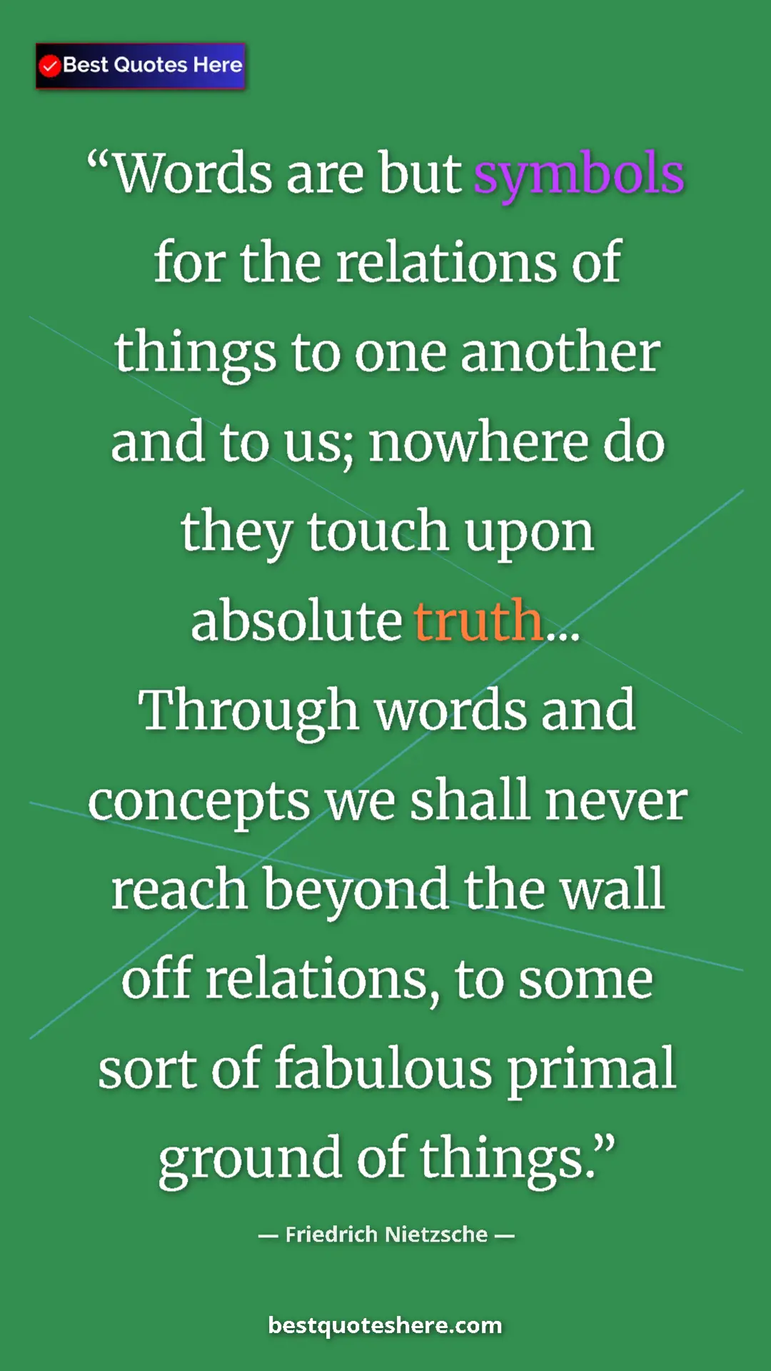 Friedrich Nietzsche Quote Card: "Words are but symbols for the relations of things to one..." Pinterest quote poster by Friedrich Nietzsche: "Words are but symbols for the relations of things to one..."