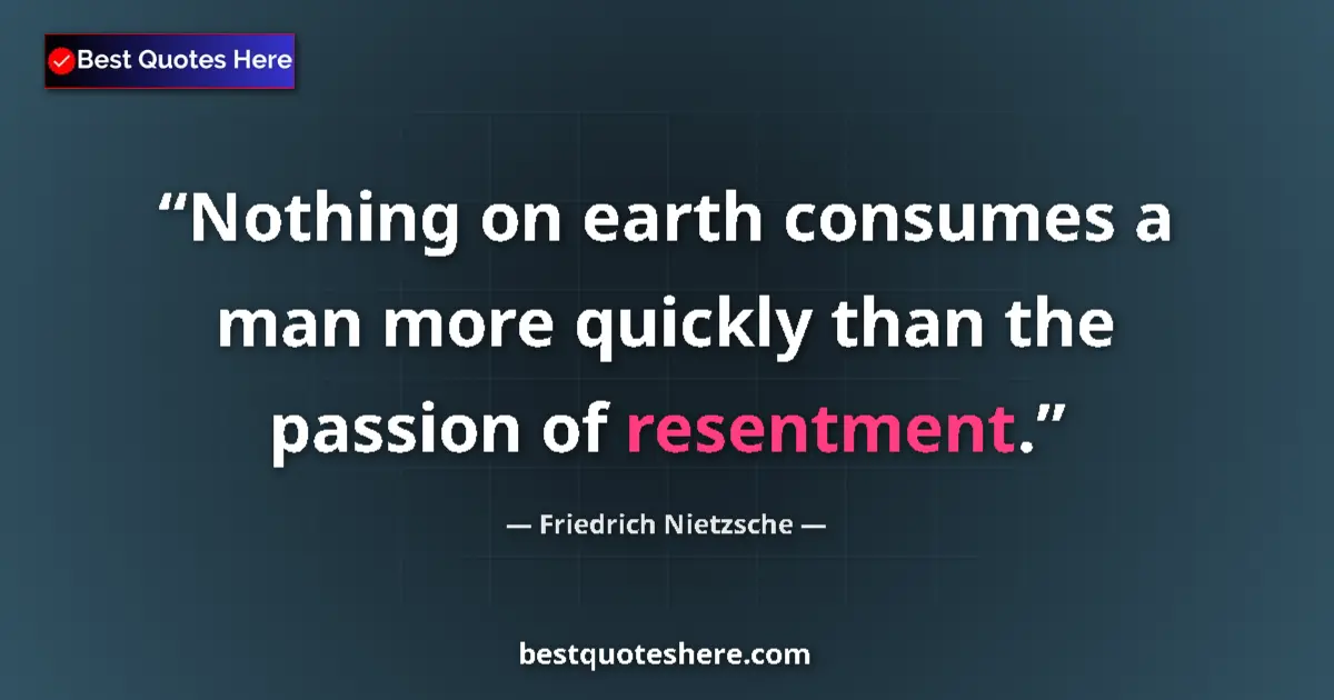 Quote by Friedrich Nietzsche: Nothing on earth consumes a man more quickly than the passion of resentment....