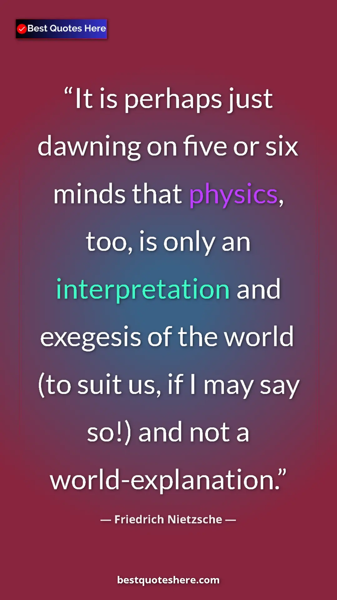 Pinterest quote poster by Friedrich Nietzsche: "It is perhaps just dawning on five or six minds that..."