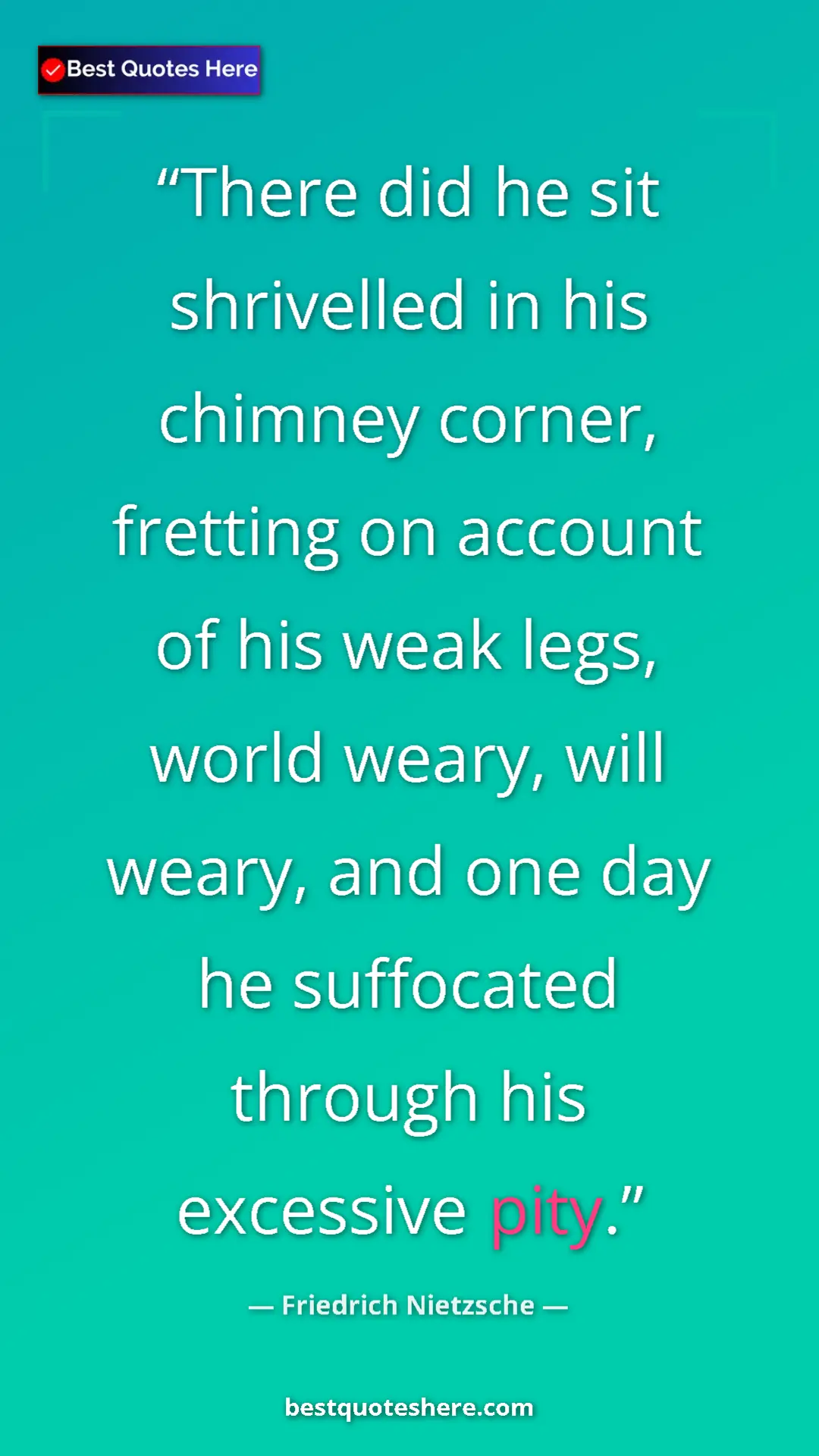 Pinterest quote poster by Friedrich Nietzsche: "There did he sit shrivelled in his chimney corner, fretting..."