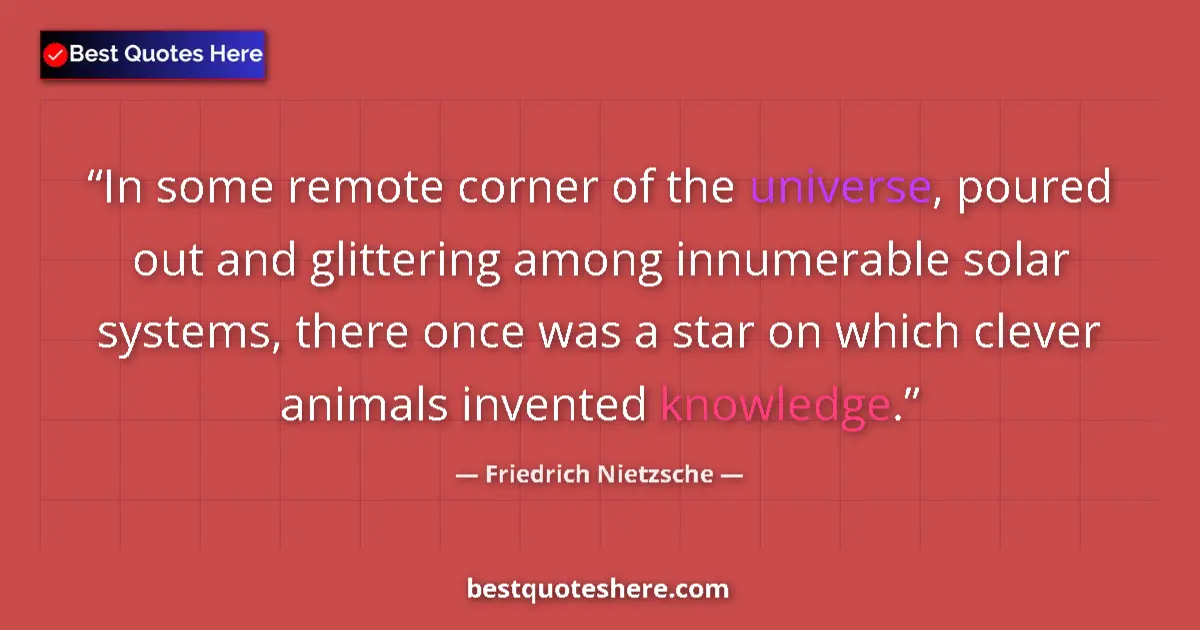 Quote by Friedrich Nietzsche: In some remote corner of the universe, poured out and glittering among innumerable solar systems, th...