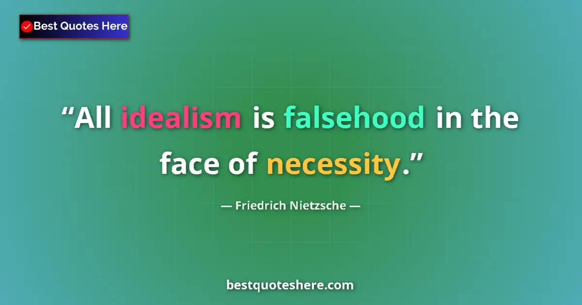 Quote by Friedrich Nietzsche: All idealism is falsehood in the face of necessity....