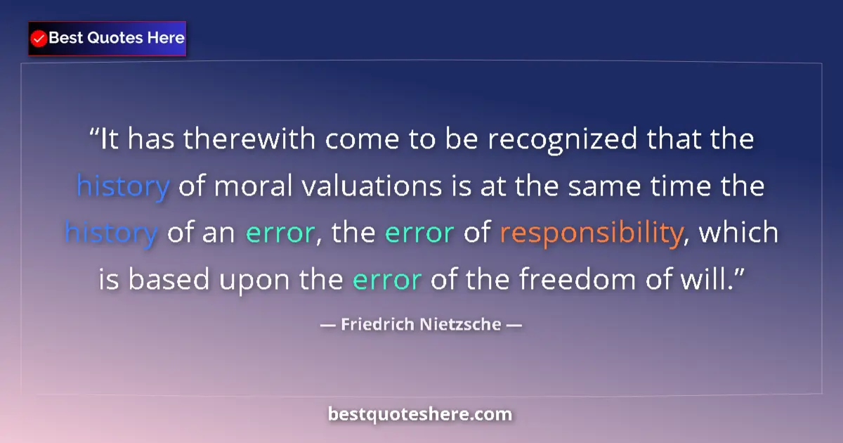 Quote by Friedrich Nietzsche: It has therewith come to be recognized that the history of moral valuations is at the same time the ...