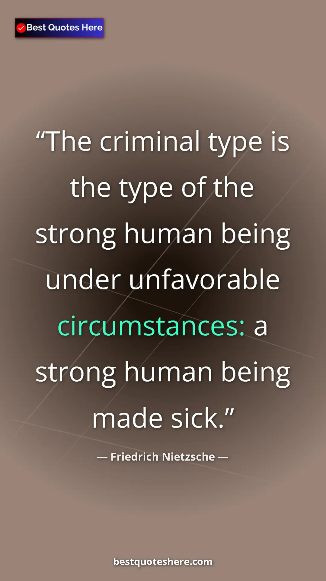 Pinterest quote poster by Friedrich Nietzsche: "The criminal type is the type of the strong human being..."