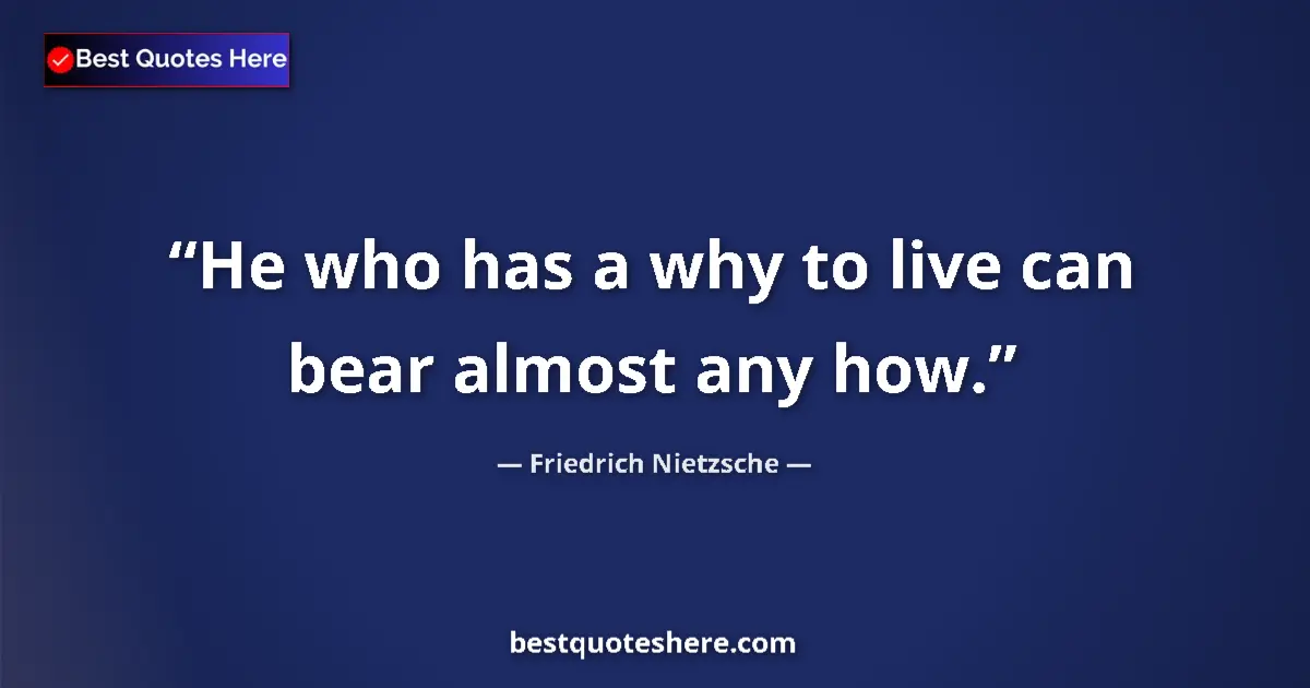 Image for the quote by Friedrich Nietzsche: He who has a why to live can bear almost any how....