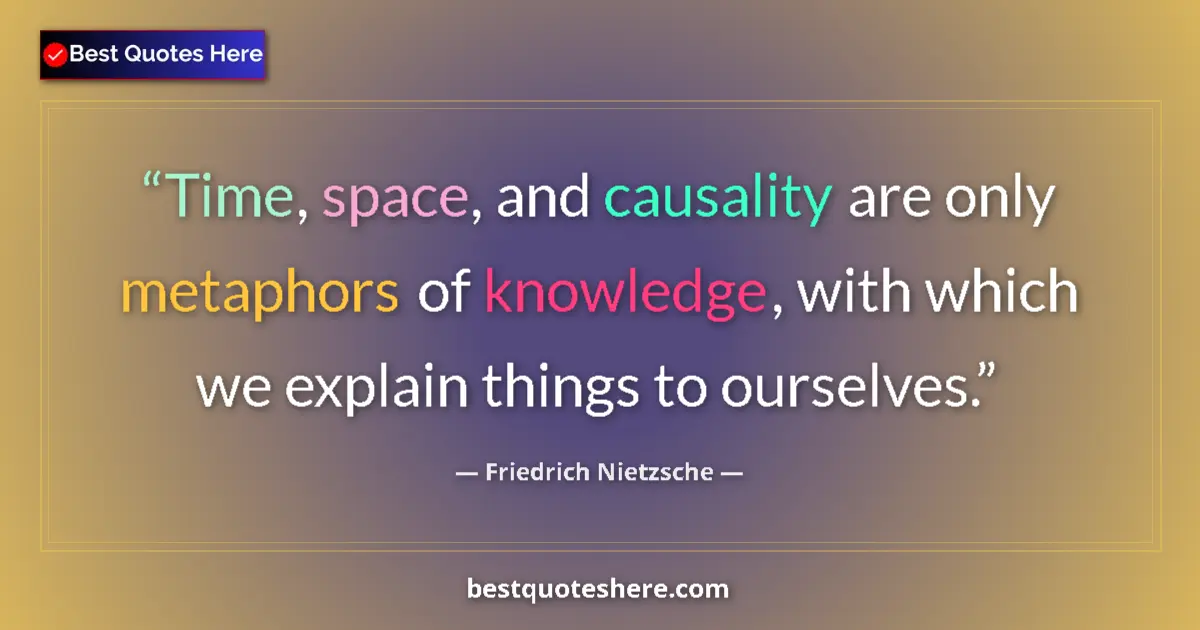 Quote by Friedrich Nietzsche: Time, space, and causality are only metaphors of knowledge, with which we explain things to ourselve...