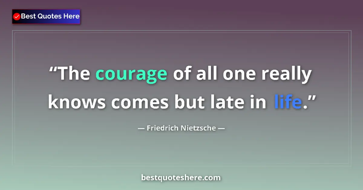 Quote by Friedrich Nietzsche: The courage of all one really knows comes but late in life....