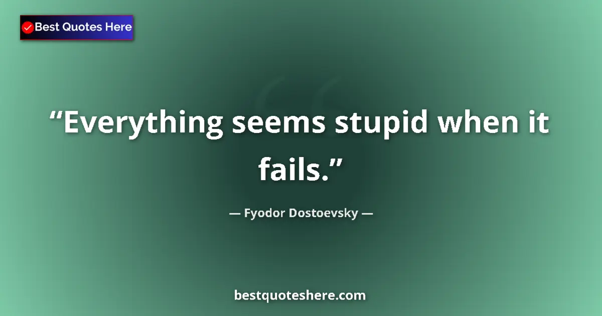 Quote by Fyodor Dostoevsky: Everything seems stupid when it fails....