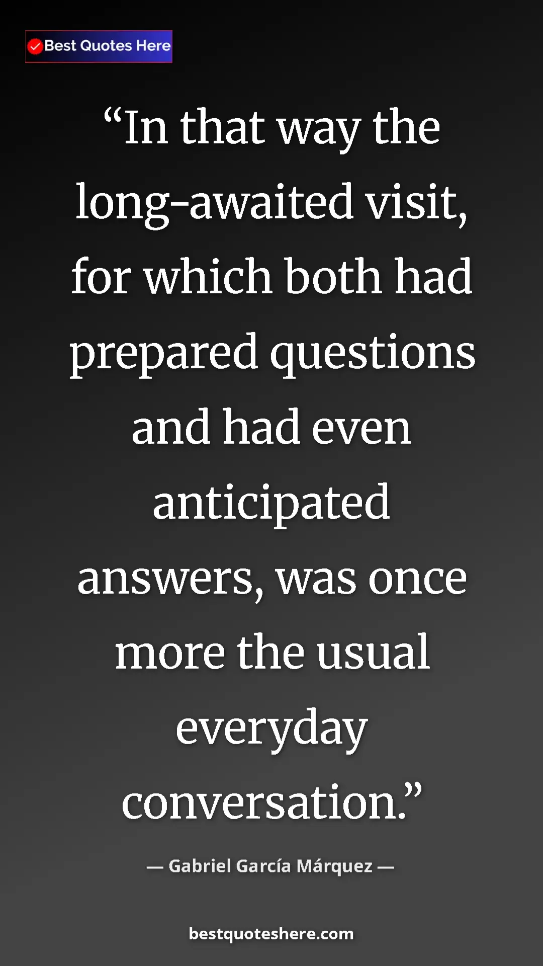 Pinterest quote poster by Gabriel García Márquez: "In that way the long-awaited visit, for which both had..."