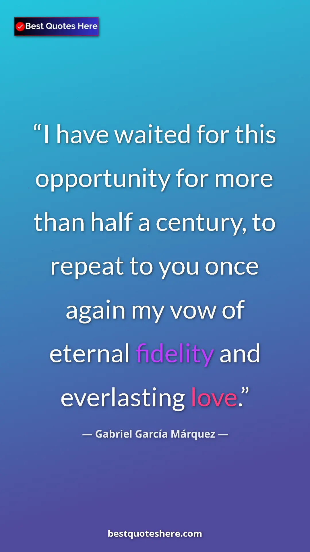 Pinterest quote poster by Gabriel García Márquez: "I have waited for this opportunity for more than half a..."