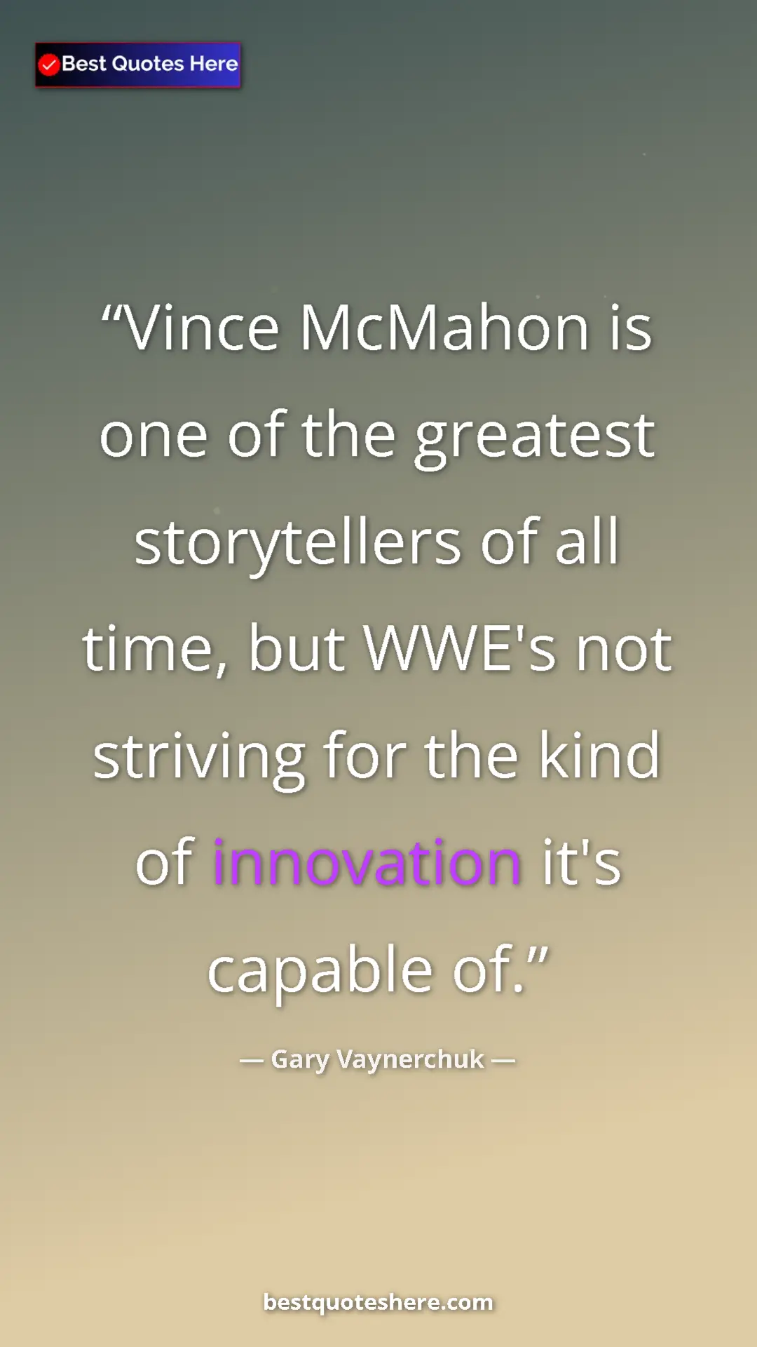 Pinterest quote poster by Gary Vaynerchuk: "Vince McMahon is one of the greatest storytellers of all..."