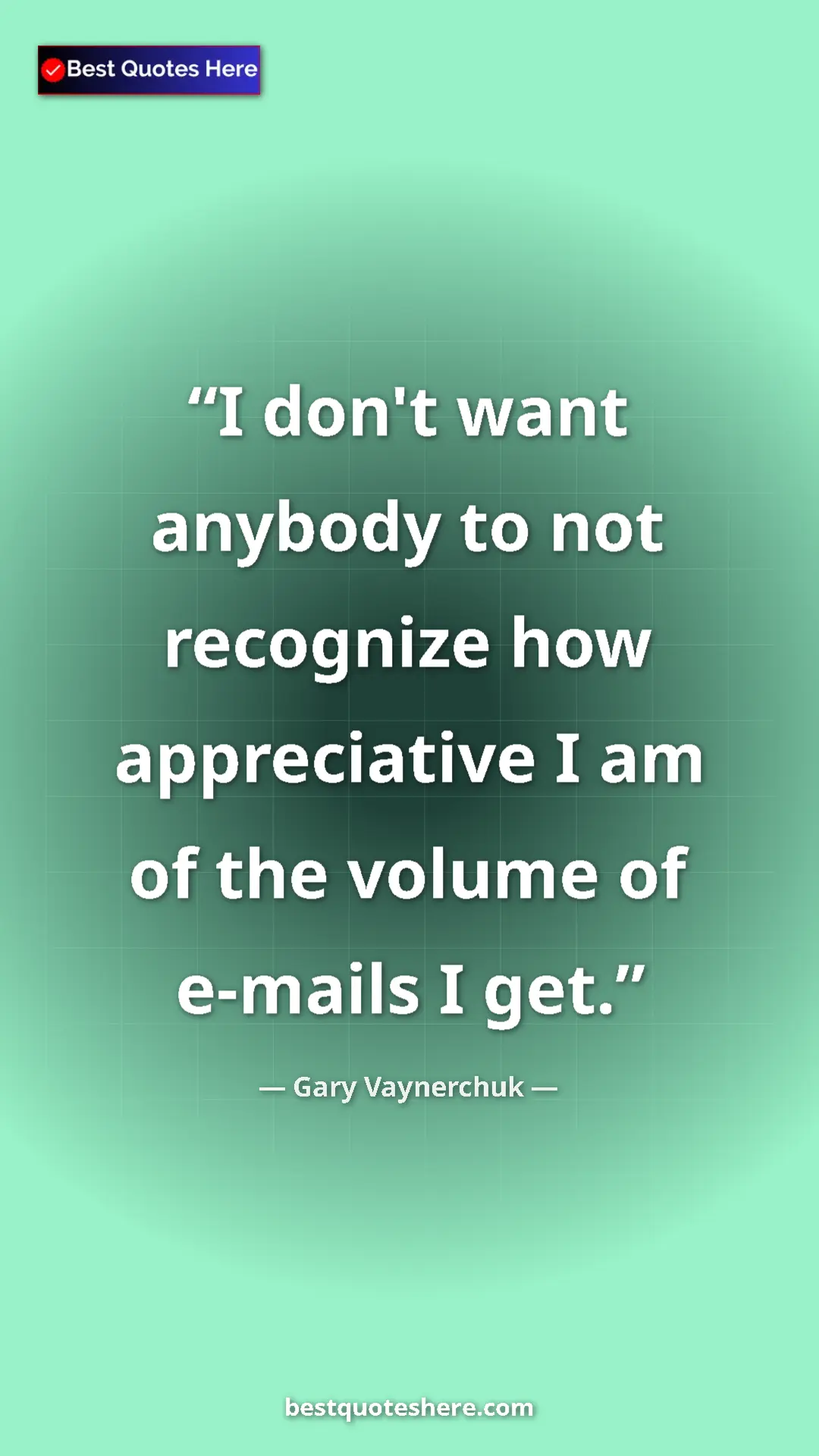 Gary Vaynerchuk Quote Card: "I don't want anybody to not recognize how appreciative I am..." Pinterest quote poster by Gary Vaynerchuk: "I don't want anybody to not recognize how appreciative I am..."