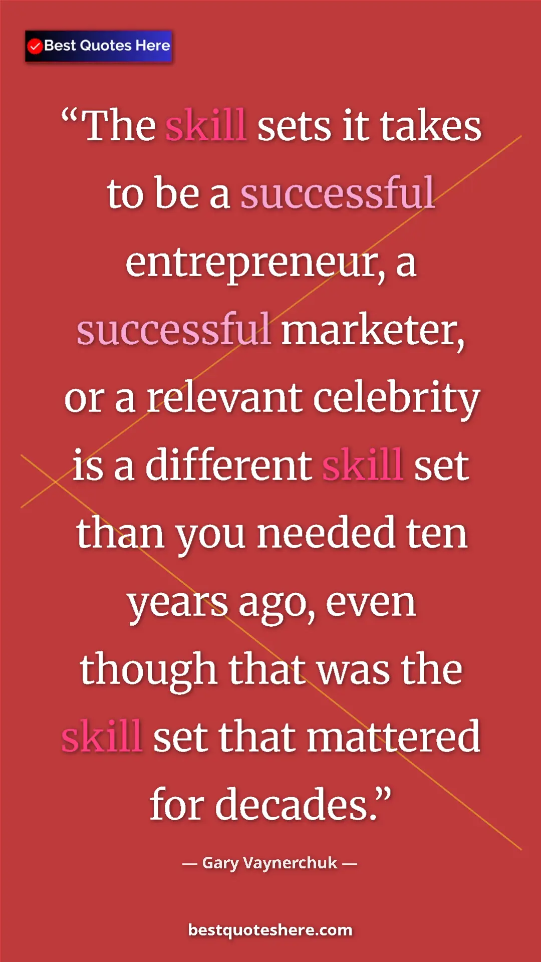Pinterest quote poster by Gary Vaynerchuk: "The skill sets it takes to be a successful entrepreneur, a..."