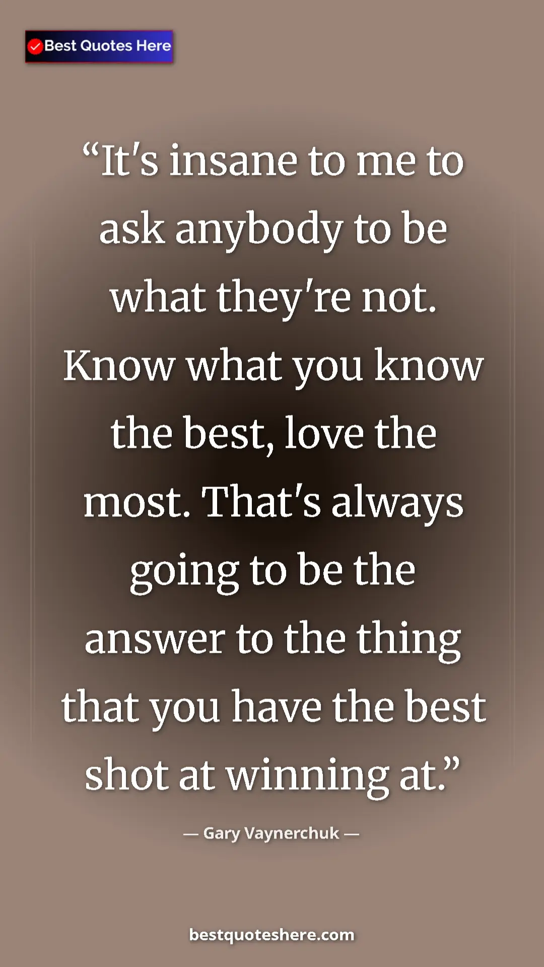 Pinterest quote poster by Gary Vaynerchuk: "It's insane to me to ask anybody to be what they're not...."