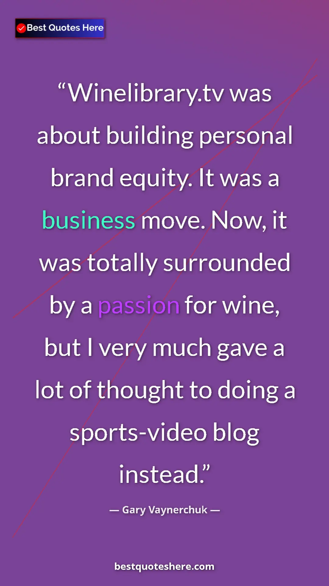 Gary Vaynerchuk Quote Card: "Winelibrary.tv was about building personal brand equity. It..." Pinterest quote poster by Gary Vaynerchuk: "Winelibrary.tv was about building personal brand equity. It..."