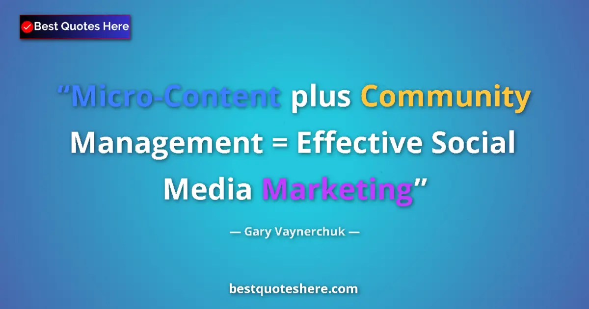 Quote by Gary Vaynerchuk: Micro-Content plus Community Management = Effective Social Media Marketing...