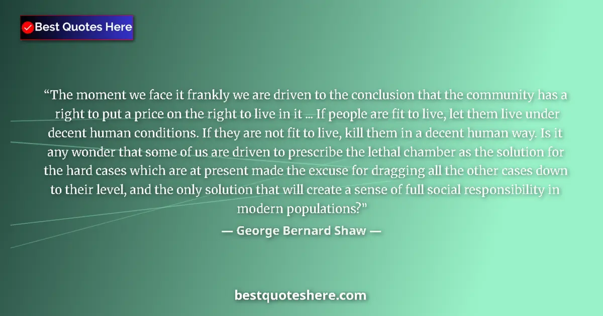 Image for the quote by George Bernard Shaw: The moment we face it frankly we are driven to the conclusion that the community has a right to put ...