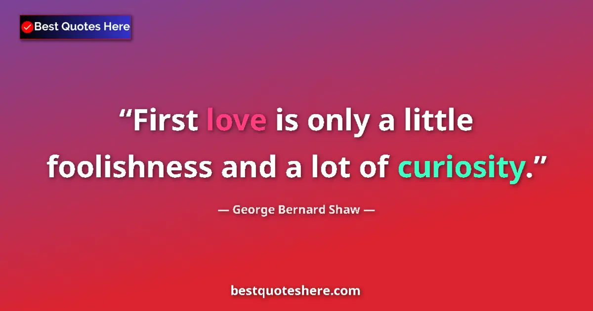 George Bernard Shaw quote: "First love is only a little foolishness and a lot of..."