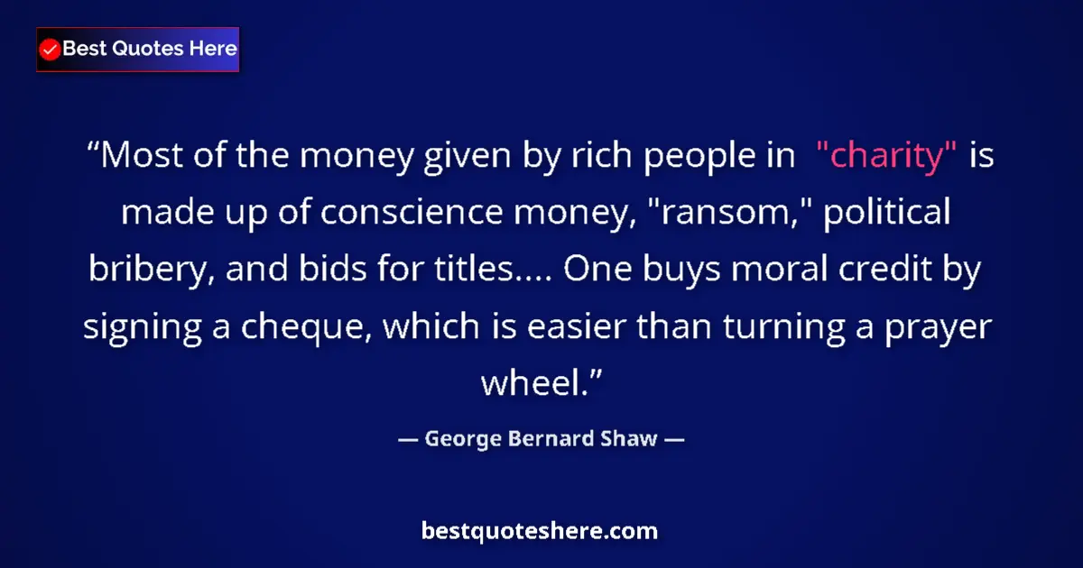 Quote by George Bernard Shaw: Most of the money given by rich people in 