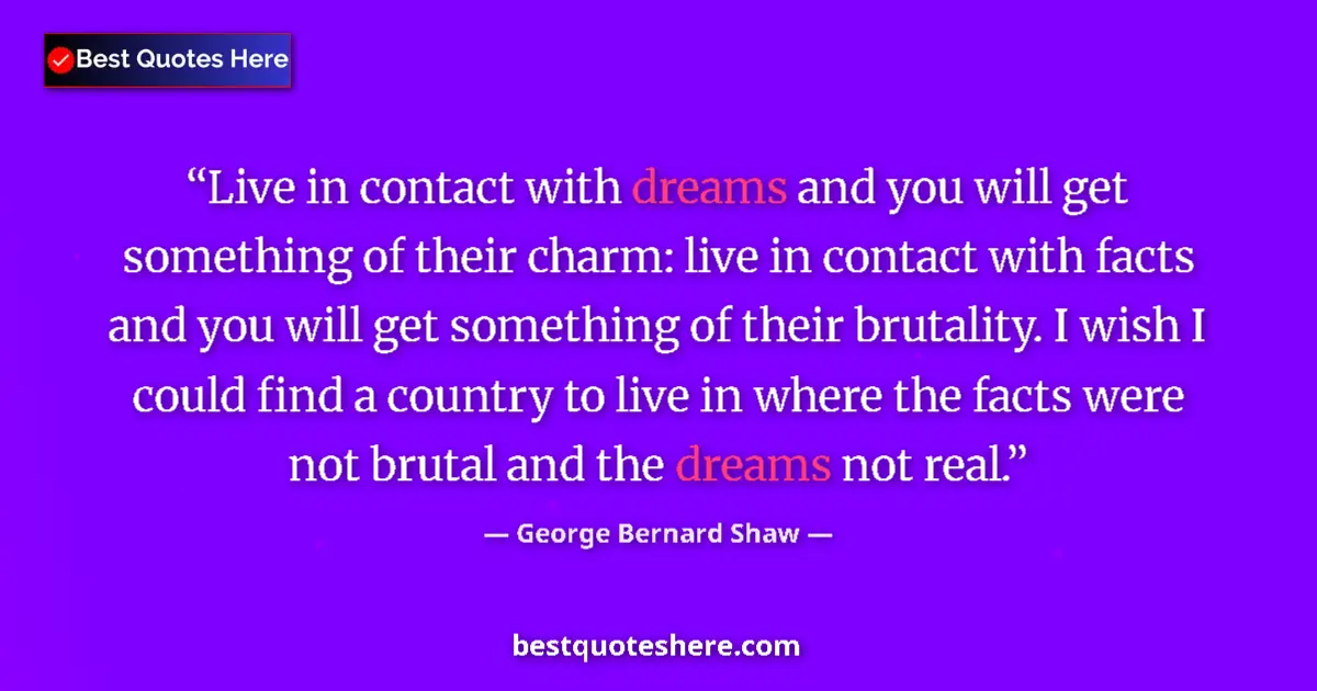 George Bernard Shaw quote: "Live in contact with dreams and you will get something of..."