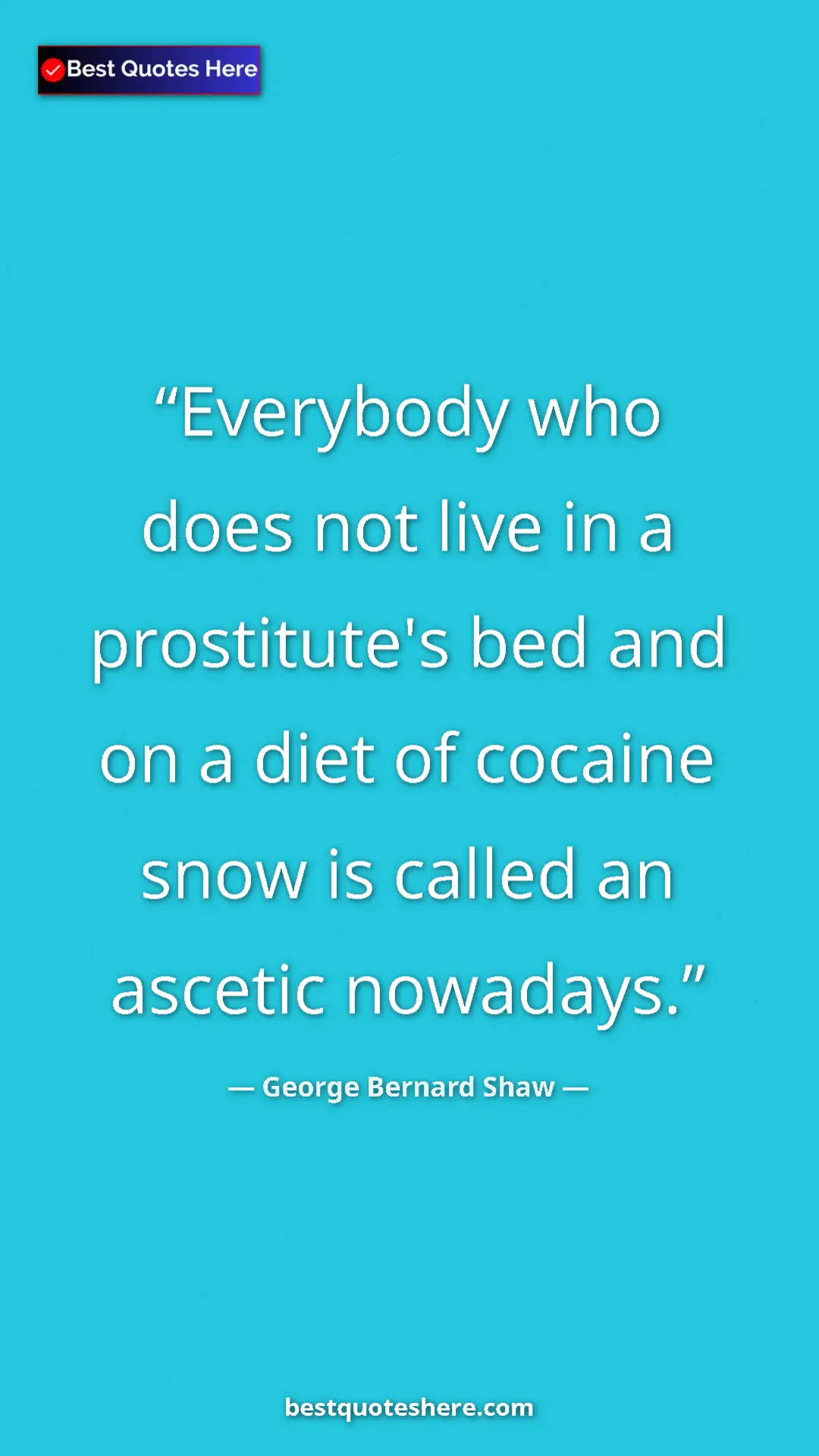 Pinterest quote poster by George Bernard Shaw: "Everybody who does not live in a prostitute's bed and on a..."