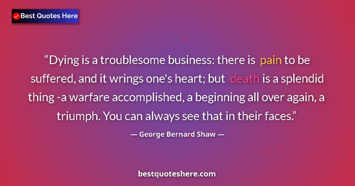Quote by George Bernard Shaw: Dying is a troublesome business: there is pain to 