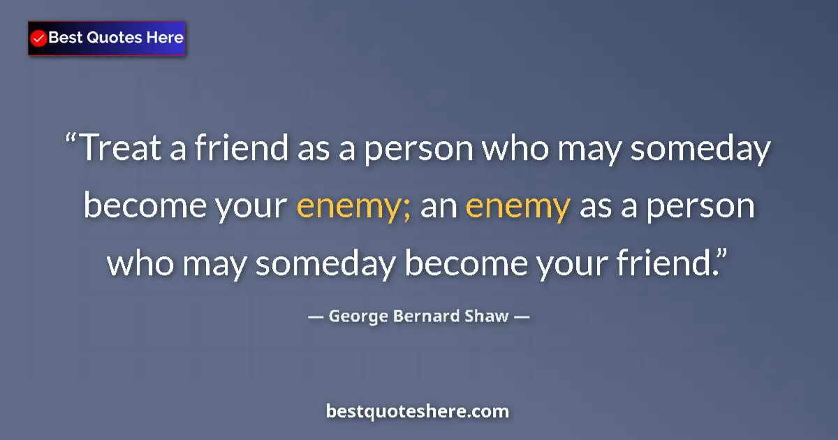Quote by George Bernard Shaw: Treat a friend as a person who may someday become