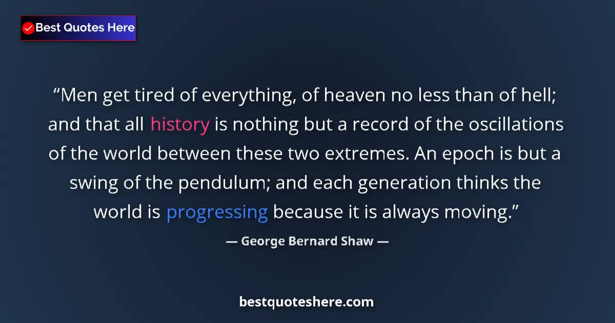 Quote by George Bernard Shaw: Men get tired of everything, of heaven no less tha