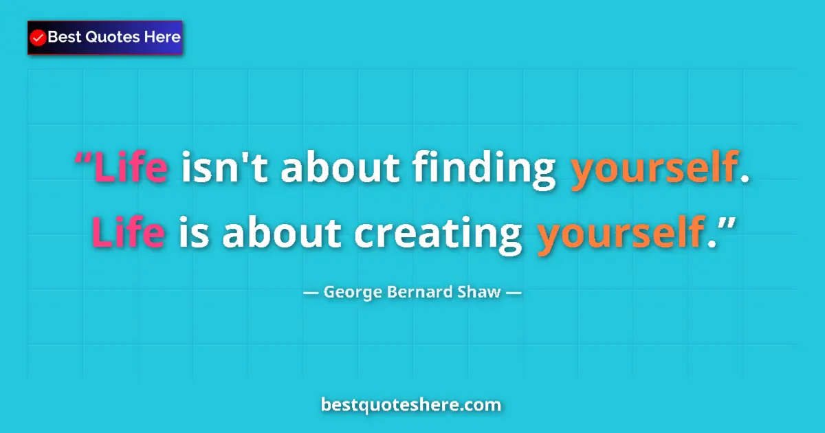 Quote by George Bernard Shaw: Life isn't about finding yourself. Life is about creating yourself....