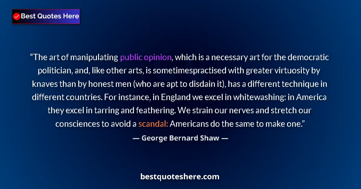 Quote by George Bernard Shaw: The art of manipulating public opinion, which is a necessary art for the democratic politician, and,...