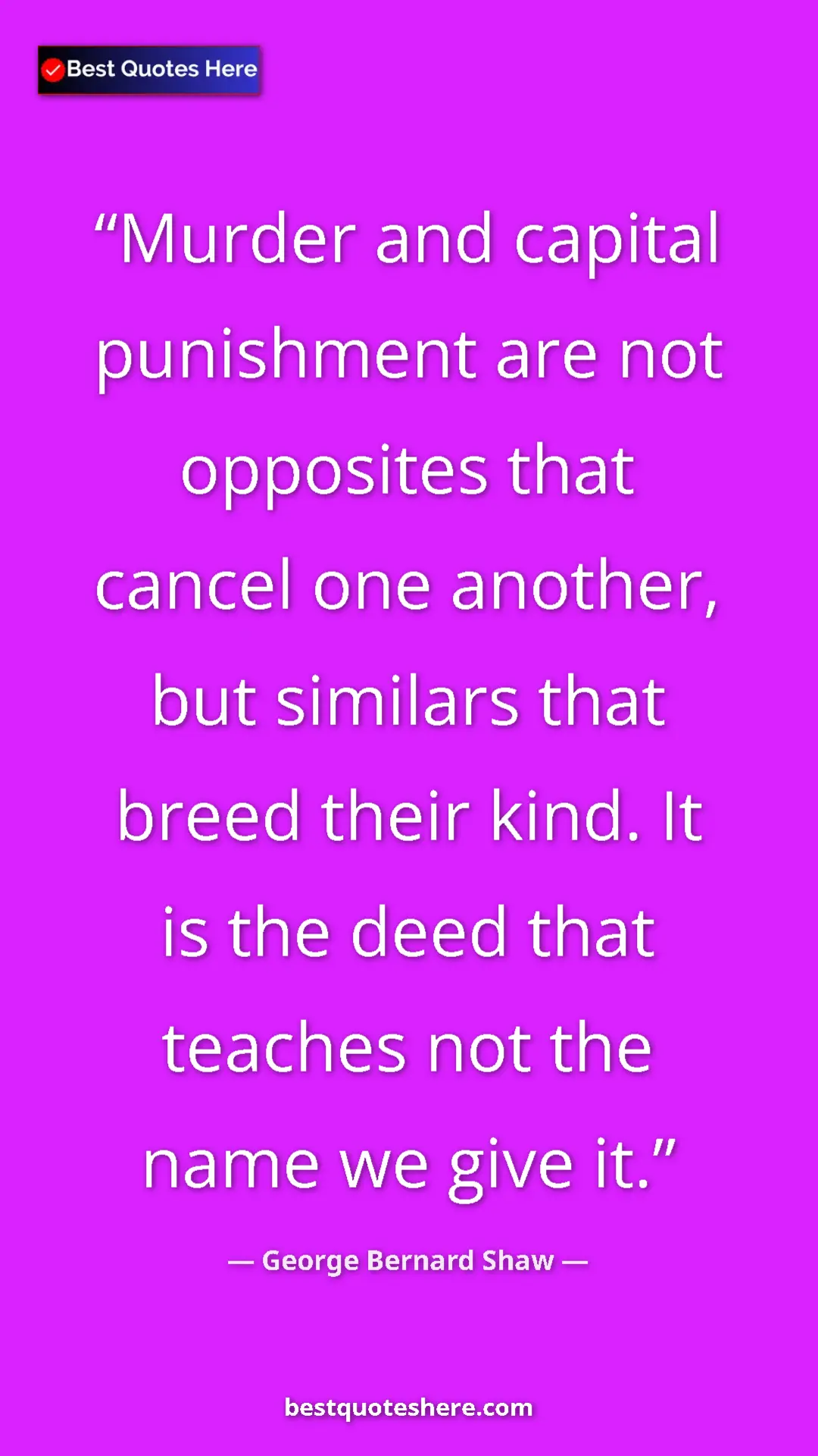Pinterest quote poster by George Bernard Shaw: "Murder and capital punishment are not opposites that cancel..."