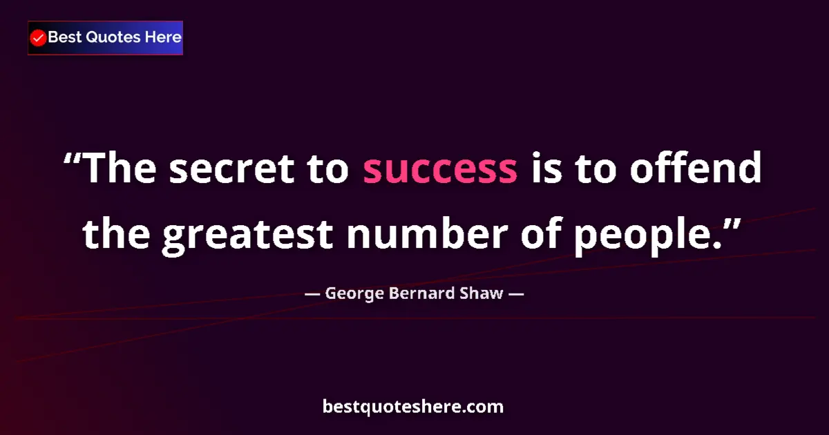 Quote by George Bernard Shaw: The secret to success is to offend the greatest number of people....