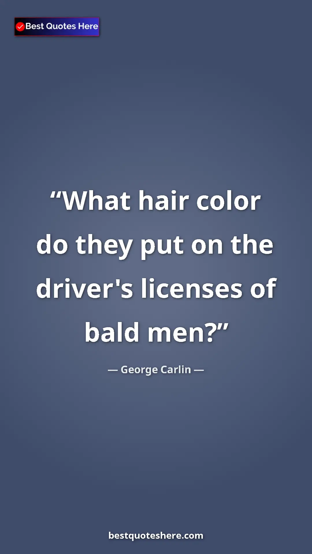 Pinterest quote poster by George Carlin: "What hair color do they put on the driver's licenses of..."