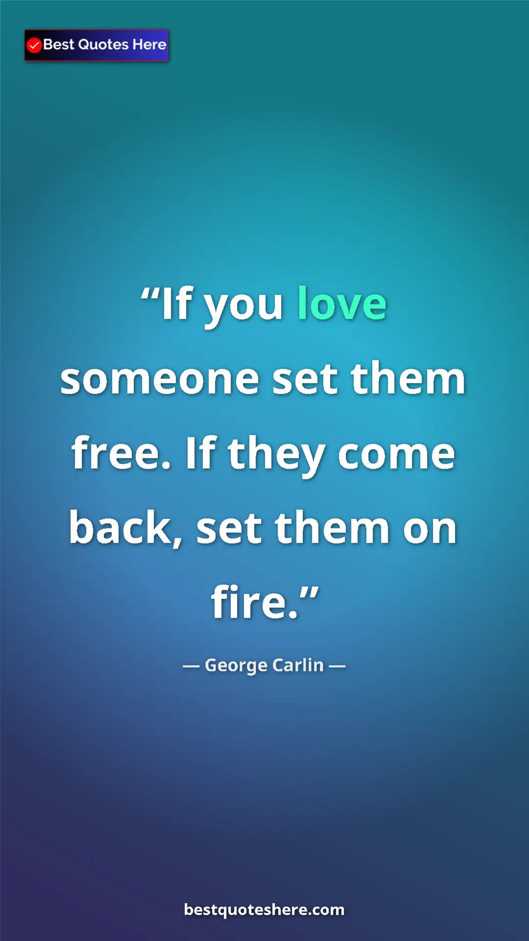 Pinterest quote poster by George Carlin: "If you love someone set them free. If they come back, set..."