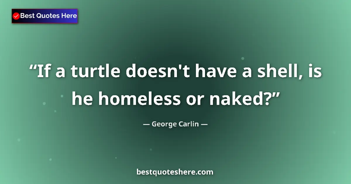Quote by George Carlin: If a turtle doesn't have a shell, is he homeless or naked?...