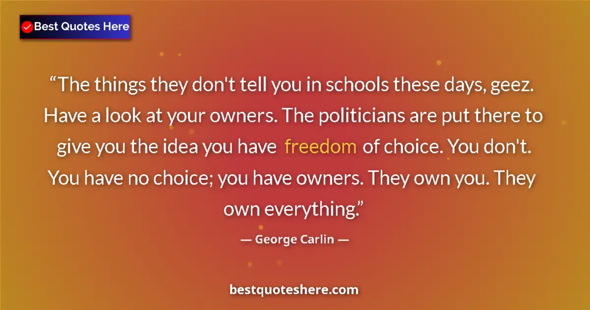 Quote by George Carlin: The things they don't tell you in schools these da