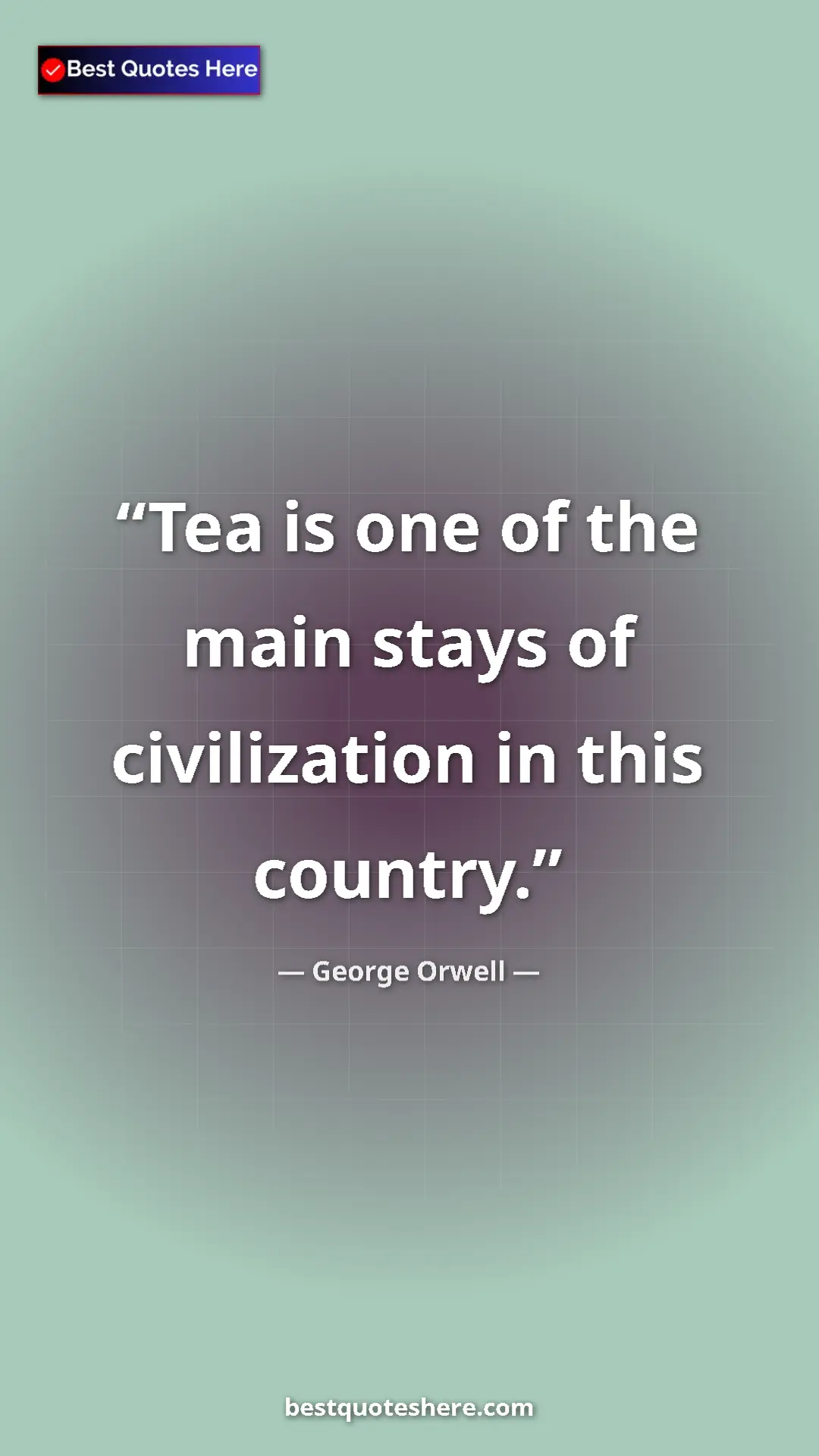Pinterest quote poster by George Orwell: "Tea is one of the main stays of civilization in this..."