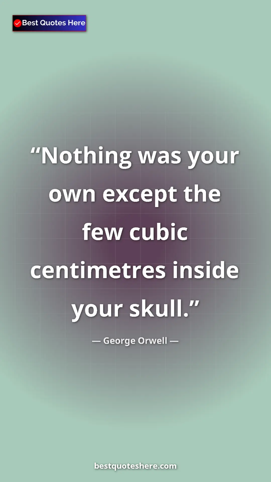 George Orwell Quote Card: "Nothing was your own except the few cubic centimetres..." Pinterest quote poster by George Orwell: "Nothing was your own except the few cubic centimetres..."