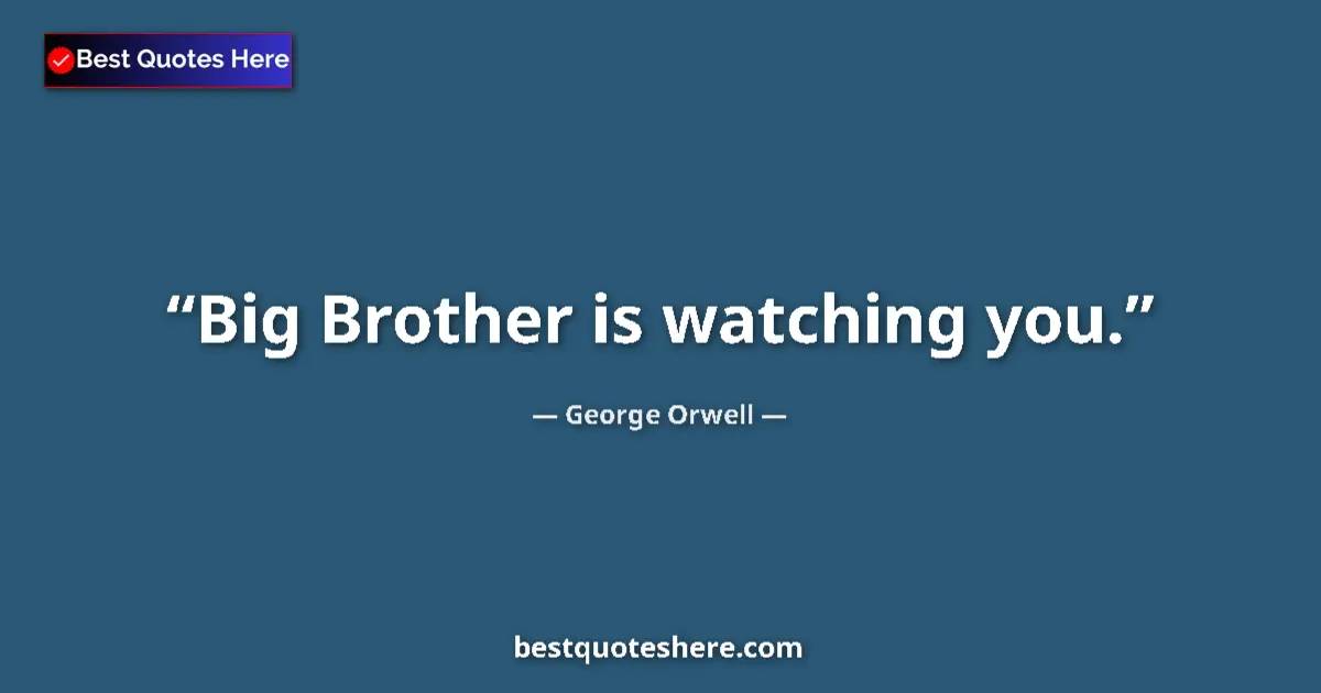 Quote by George Orwell: Big Brother is watching you....