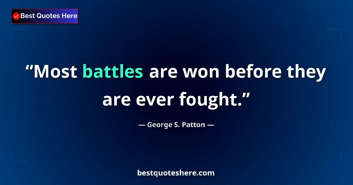 Quote by George S. Patton: Most battles are won before they are ever fought....