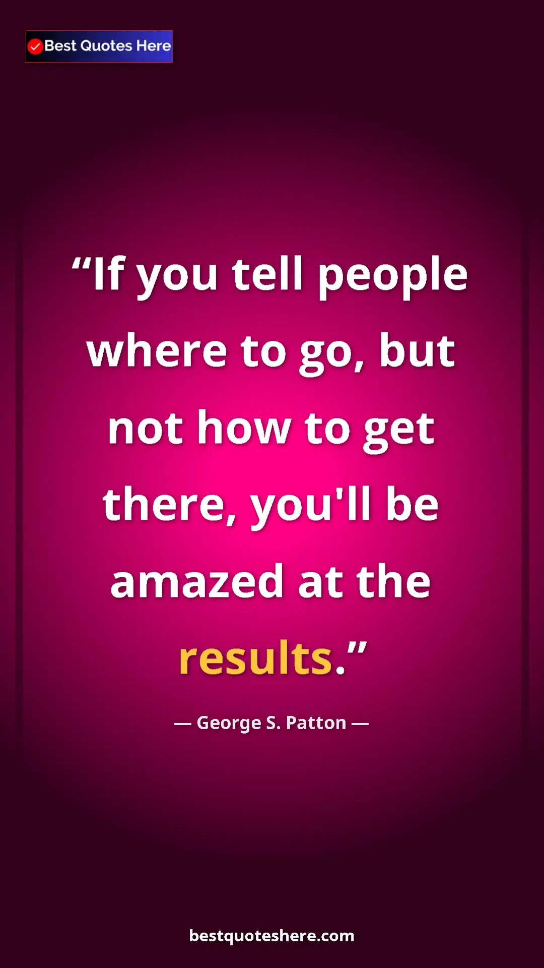 Pinterest quote poster by George S. Patton: "If you tell people where to go, but not how to get there,..."
