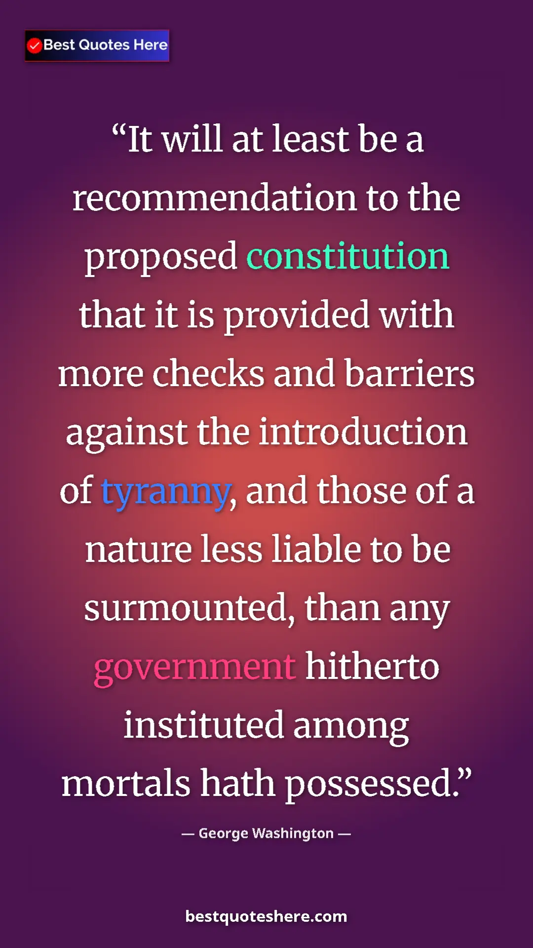George Washington Quote Card: "It will at least be a recommendation to the proposed..." Pinterest quote poster by George Washington: "It will at least be a recommendation to the proposed..."