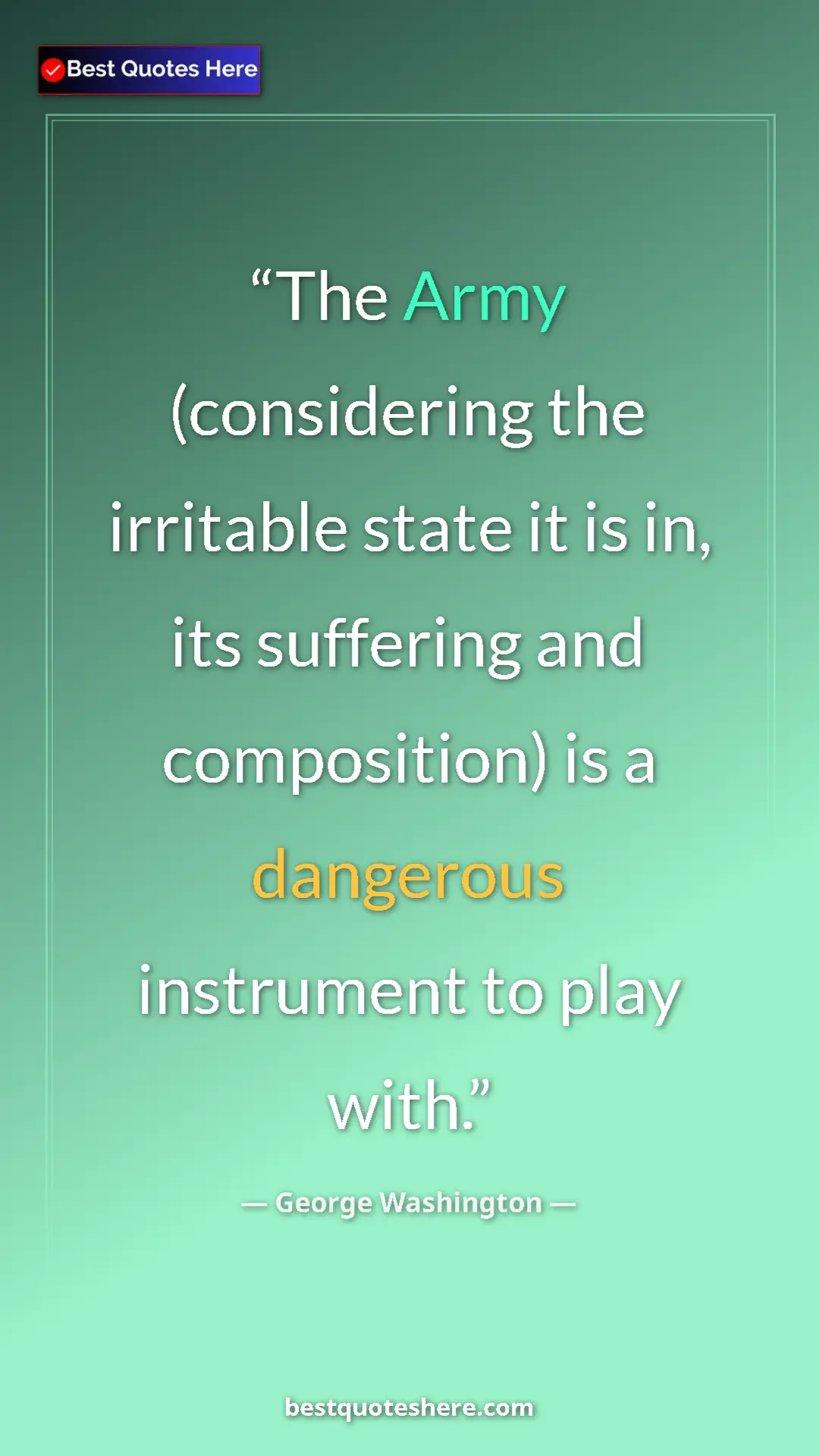 George Washington Quote Card: "The Army (considering the irritable state it is in, its suff" Pinterest quote poster by George Washington: "The Army (considering the irritable state it is in, its suff"