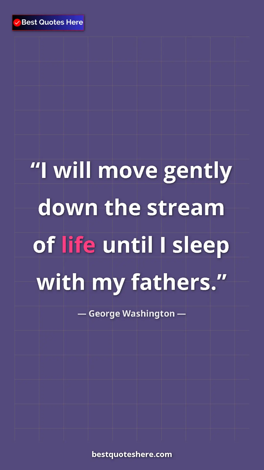 Pinterest quote poster by George Washington: "I will move gently down the stream of life until I sleep..."