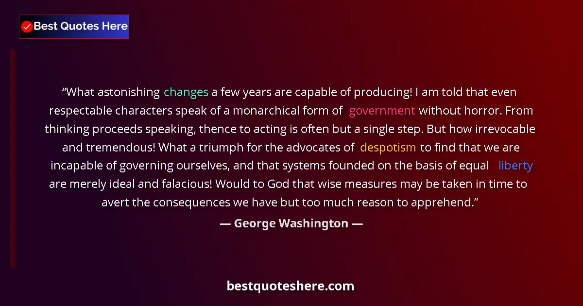 Quote by George Washington: What astonishing changes a few years are capable of producing! I am told that even respectable chara...