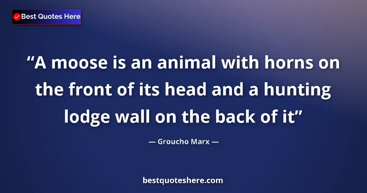 Image for the quote by Groucho Marx: A moose is an animal with horns on the front of its head and a hunting lodge wall on the back of it...