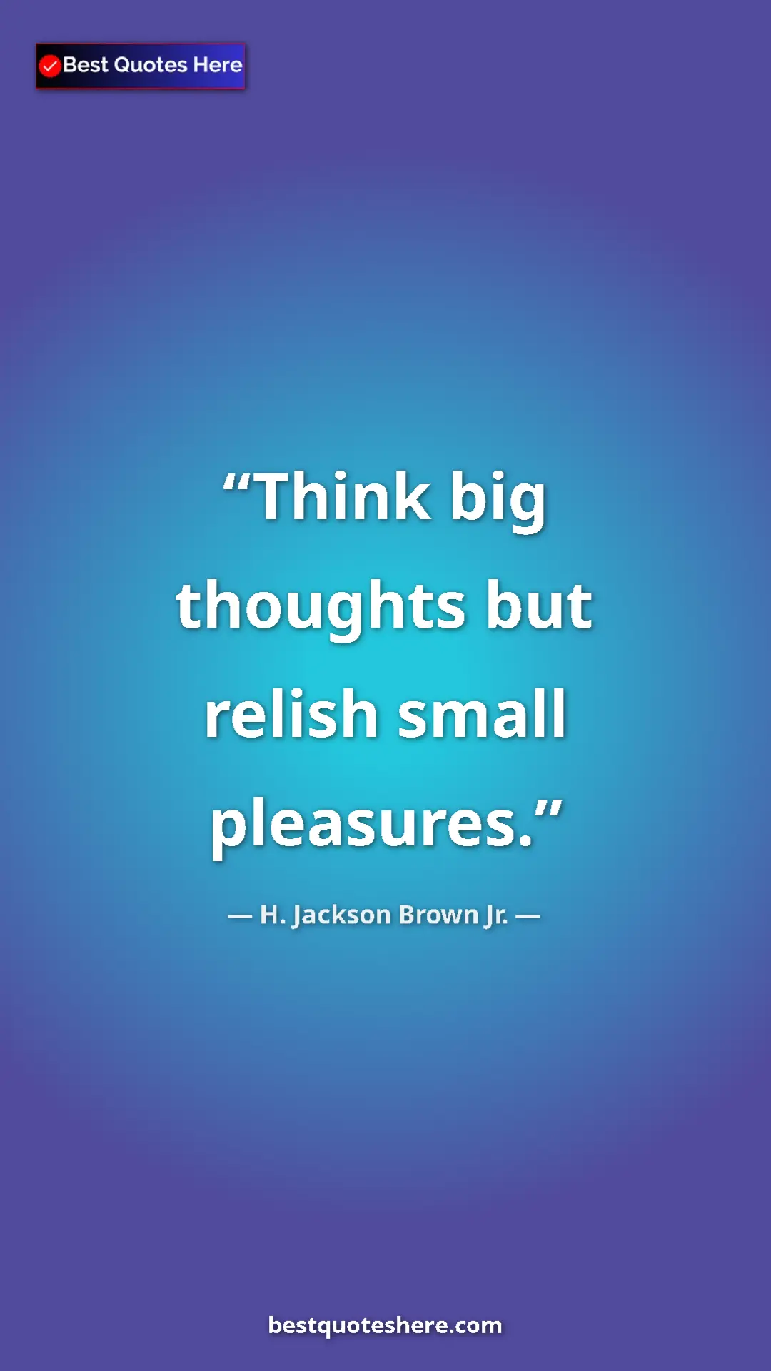 Pinterest quote poster by H. Jackson Brown Jr.: "Think big thoughts but relish small pleasures."