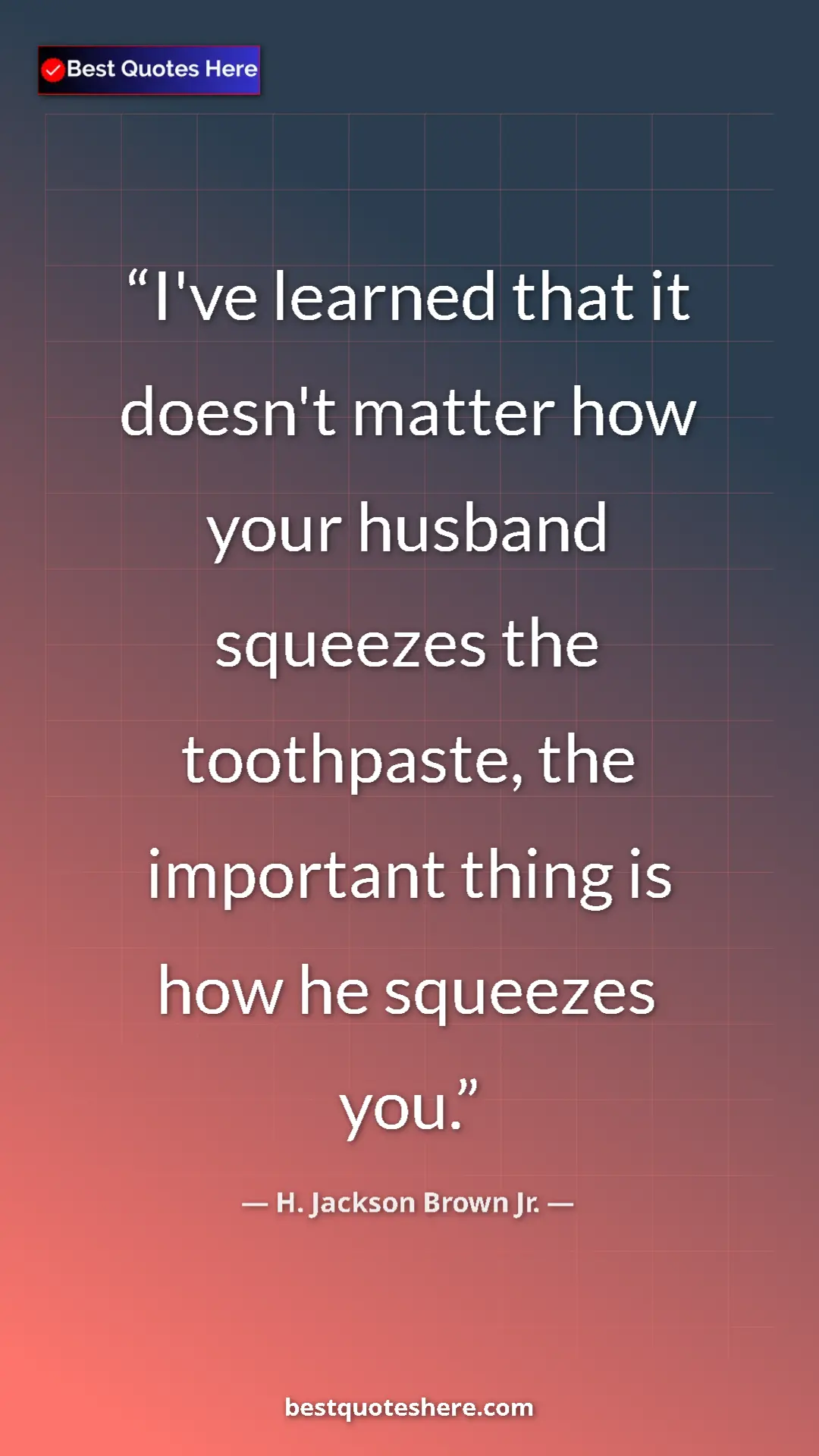 Pinterest quote poster by H. Jackson Brown Jr.: "I've learned that it doesn't matter how your husband..."